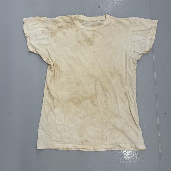 Vintage 60s White Distressed Blank Cotton T-Shirt - Picture 1 of 3